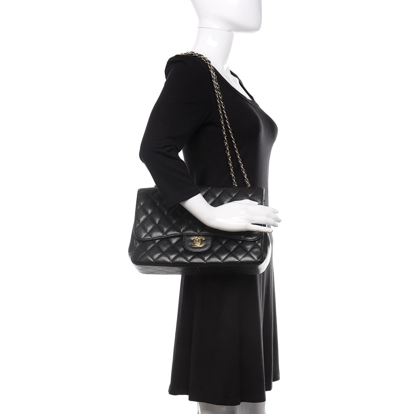 Caviar Quilted Jumbo Single Flap Black