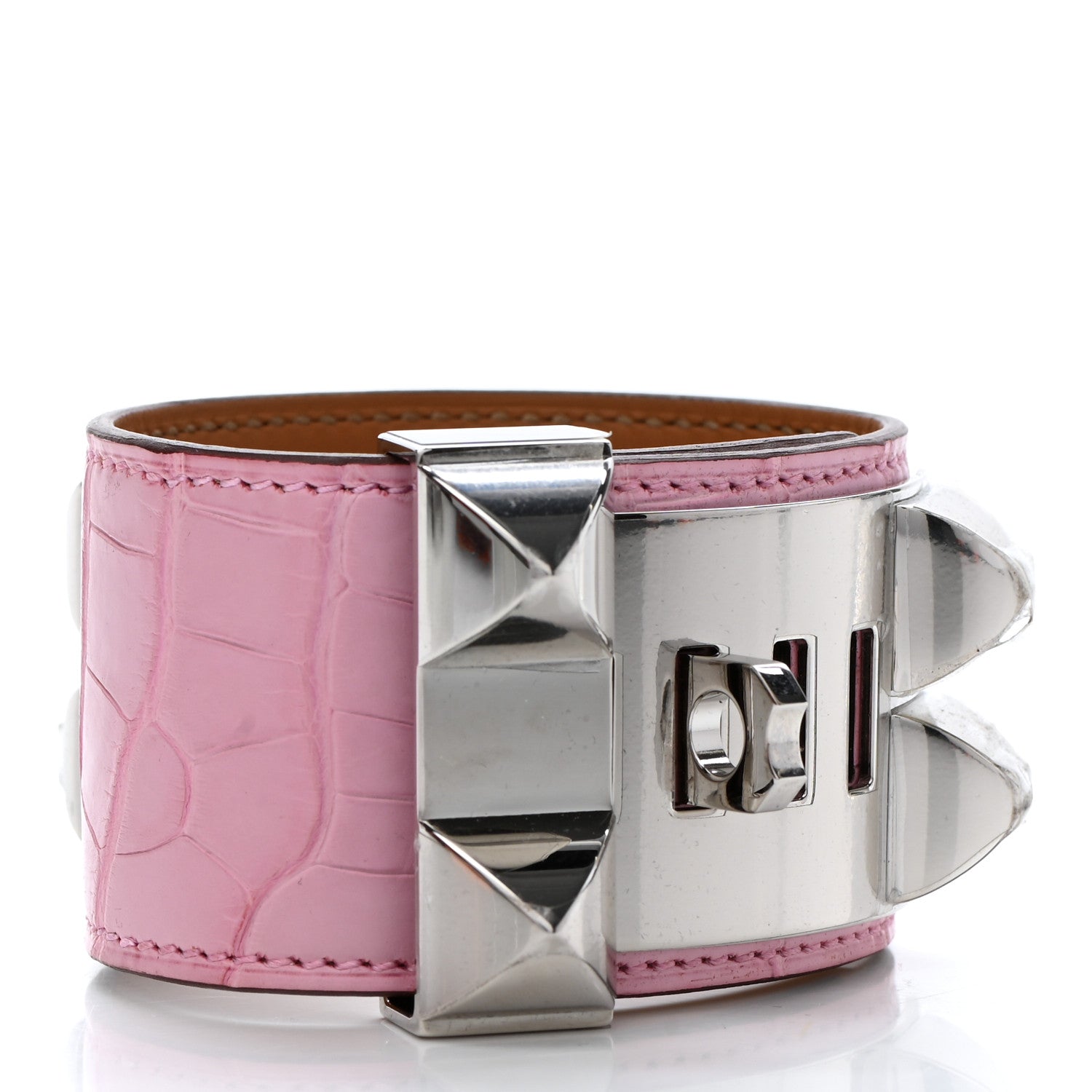 Hermes Matte Alligator Collier De Chien CDC Bracelet T2 5P Pink 3 of 9