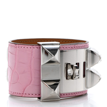 Hermes Matte Alligator Collier De Chien CDC Bracelet T2 5P Pink 3 of 9