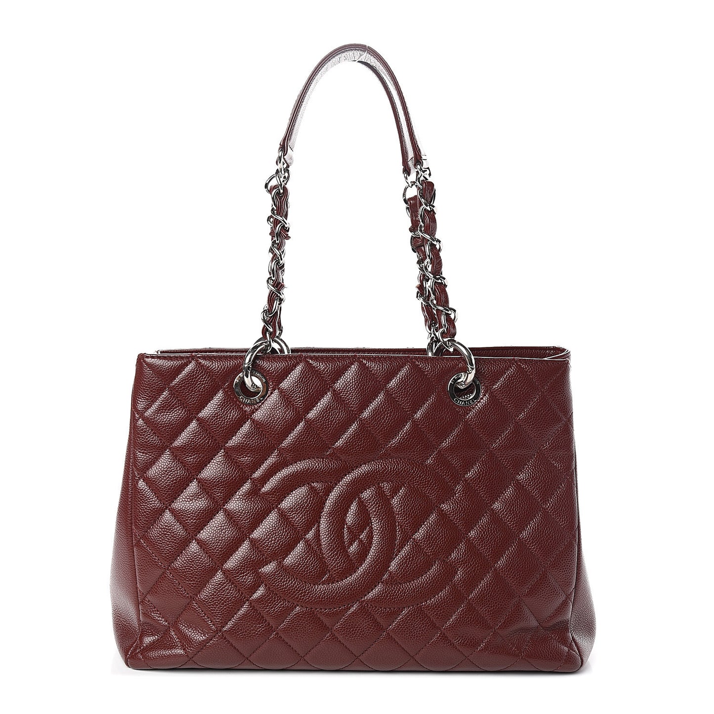 Caviar Quilted Grand Shopping Tote GST Dark Burgundy