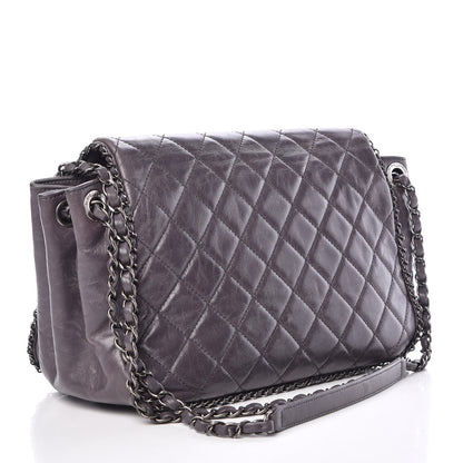 Chanel Calfskin Quilted Large CC Enchained Accordion Flap Grey 3 of 17