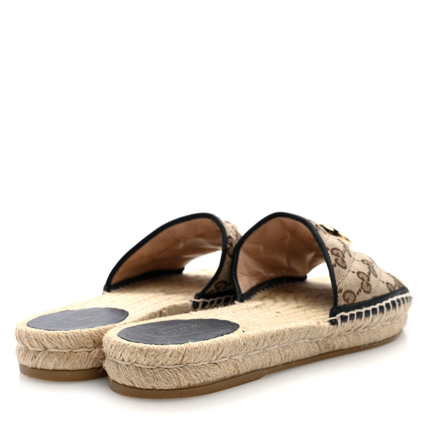 Gucci Monogram Matelasse GG Marmont Espadrille 20mm Slide Sandals 38 Beige Ebony Black 4 of 9