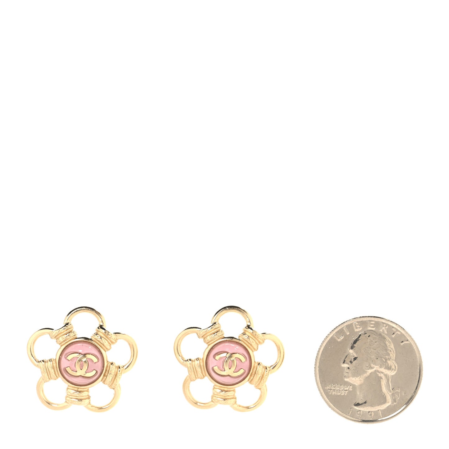 Resin CC Flower Earrings Gold Pink