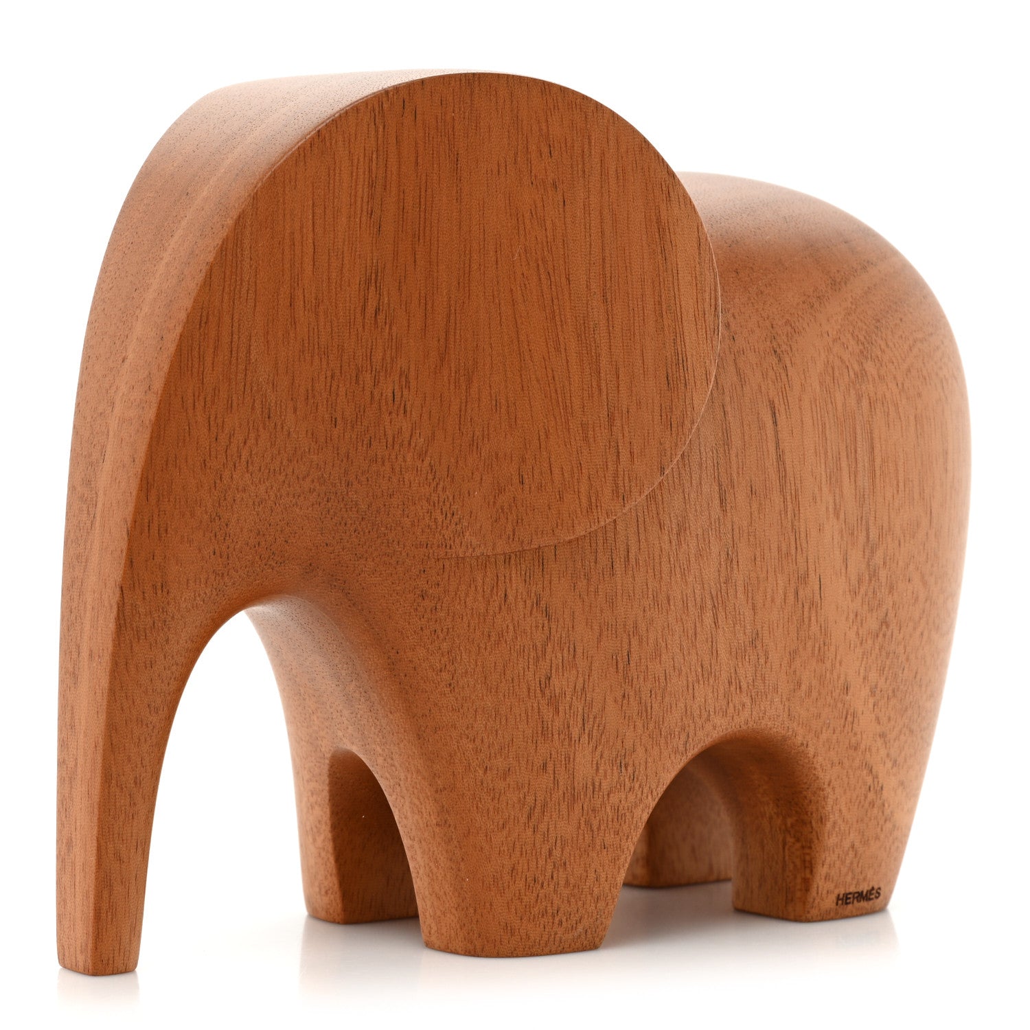 Hermes Mahogany Wood Elephant Lao Paperweight Naturel 3 of 9