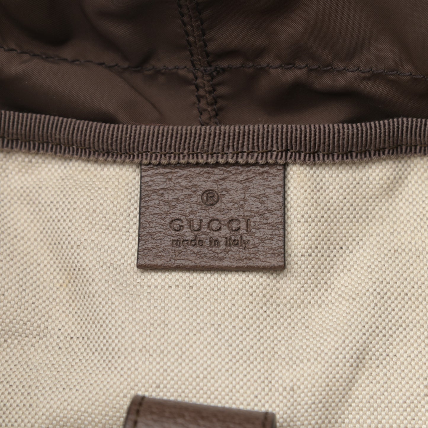 GG Supreme Monogram Medium Ophidia Double Buckle Backpack Brown