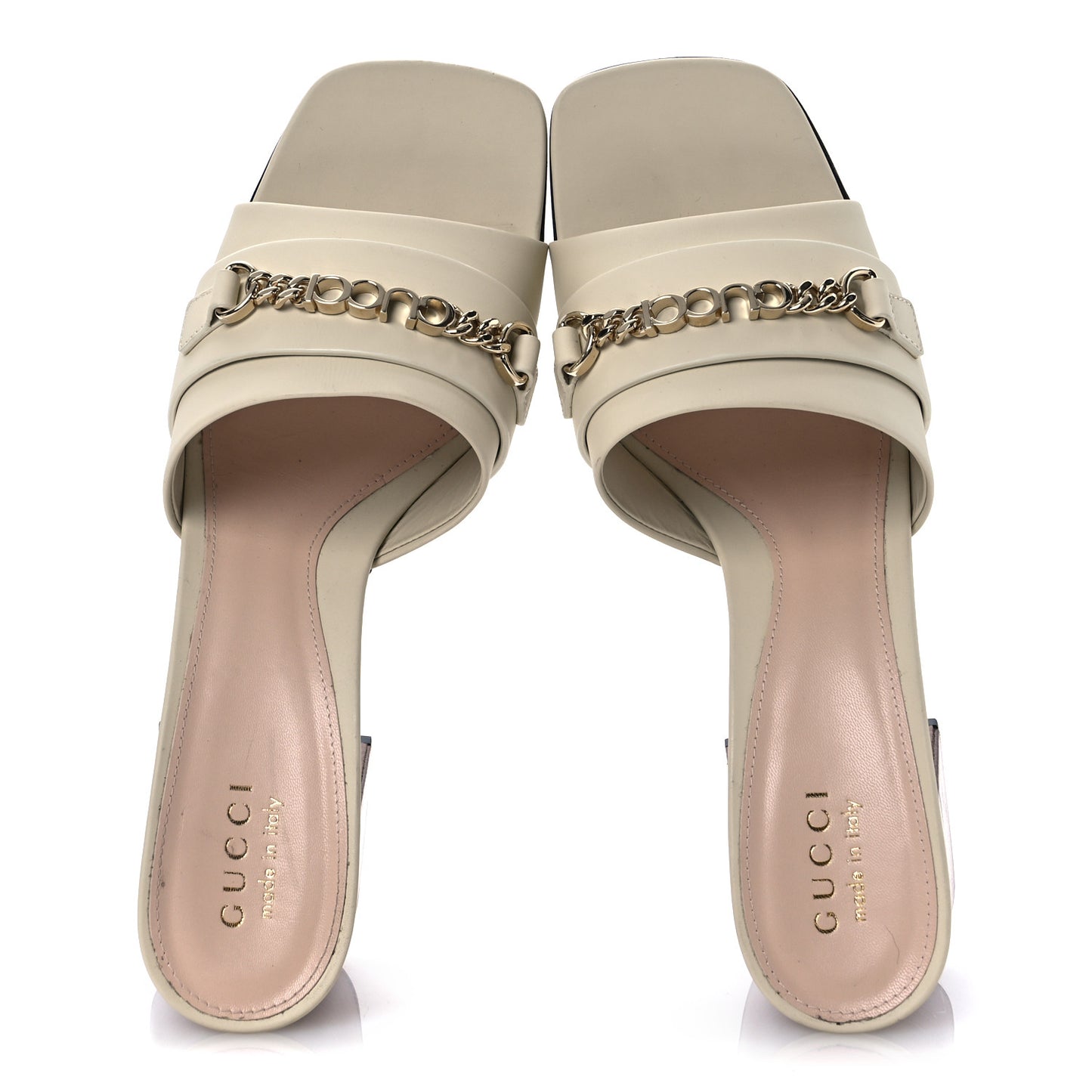 Calfskin Signoria 75mm Slide Sandals 39.5 New Ivoire
