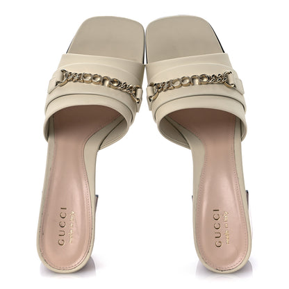 Gucci Calfskin Signoria 75mm Slide Sandals 39.5 New Ivoire 2 of 12
