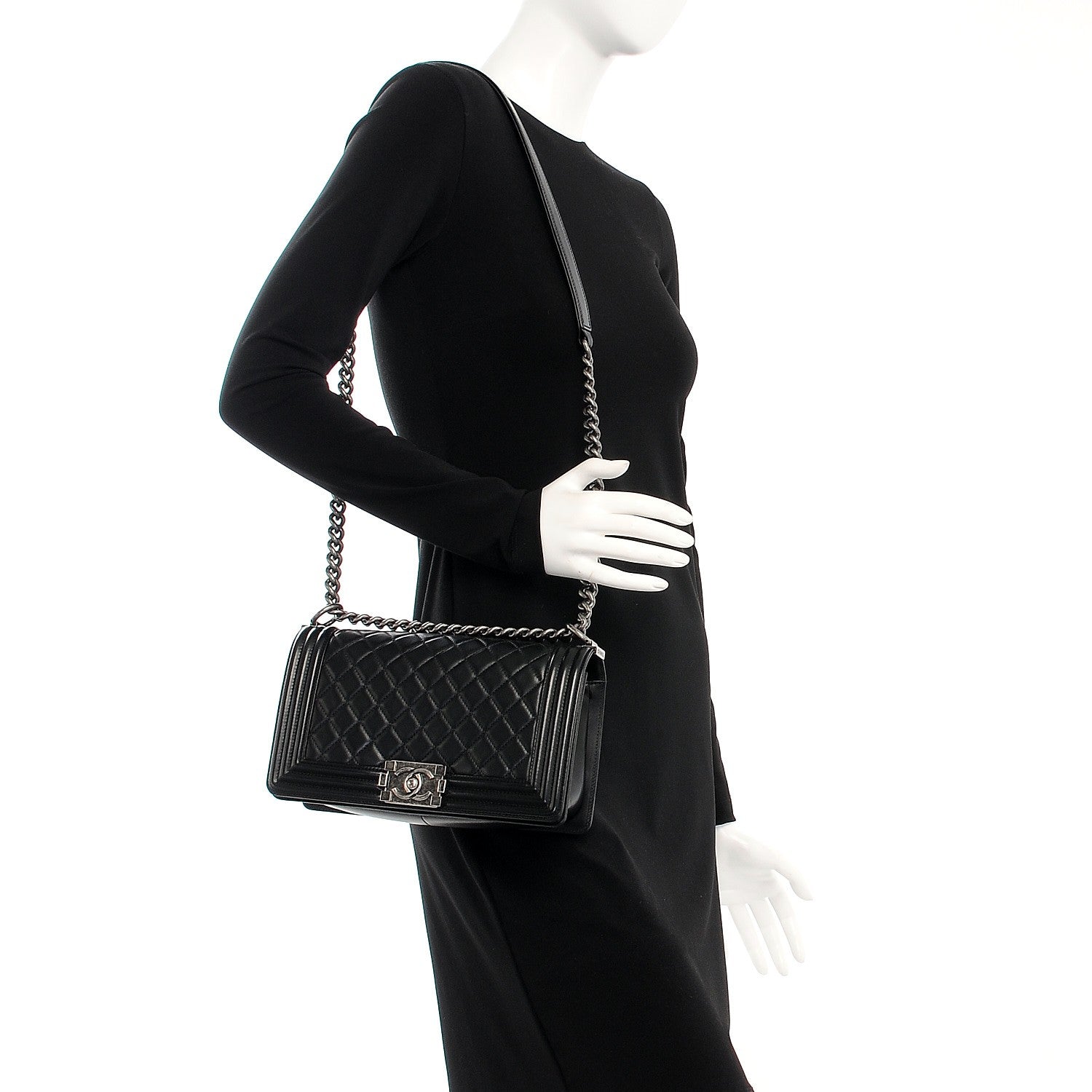 Chanel Lambskin Quilted Medium Boy Flap Black 2 of 8