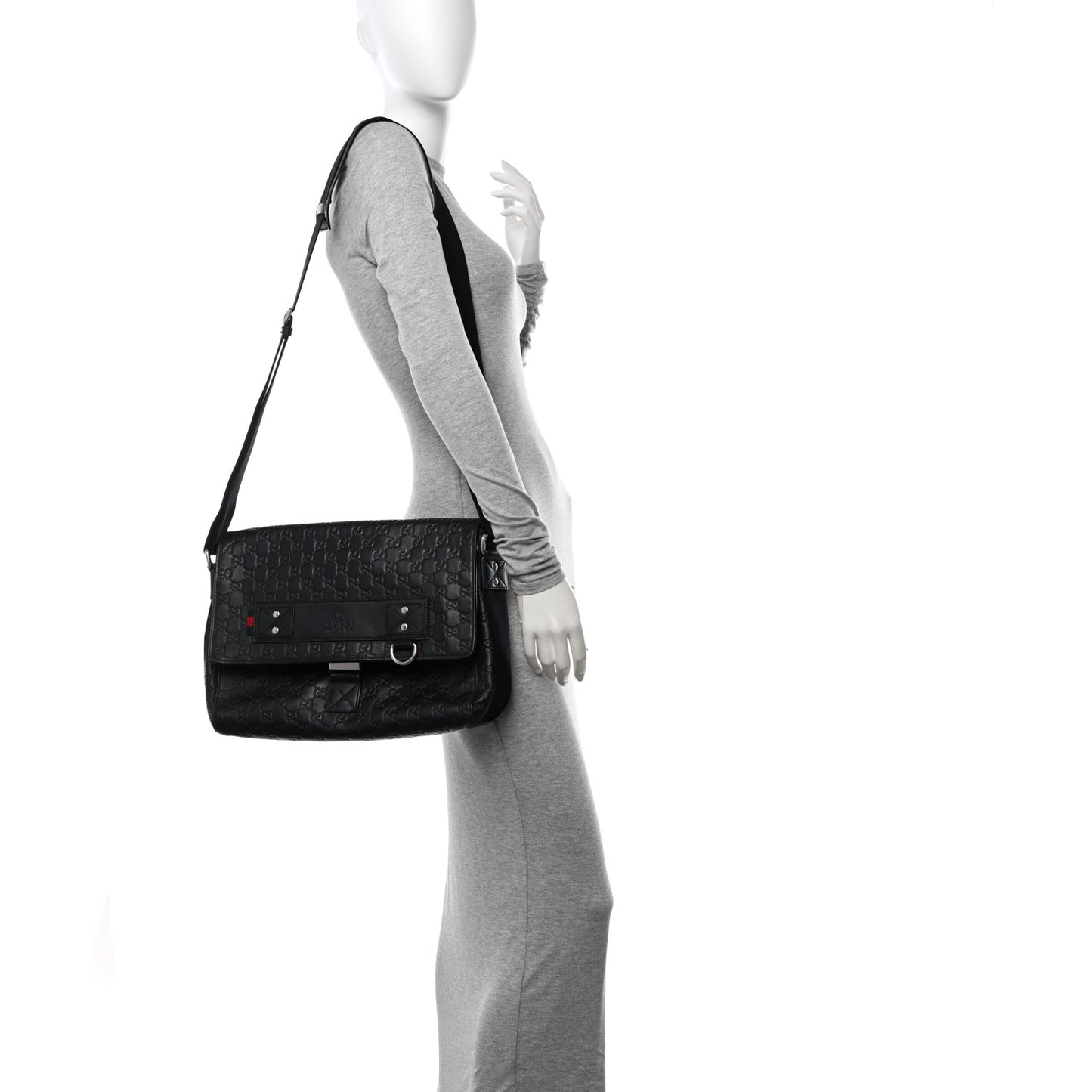 Rubber Guccissima Medium Messenger Bag Black