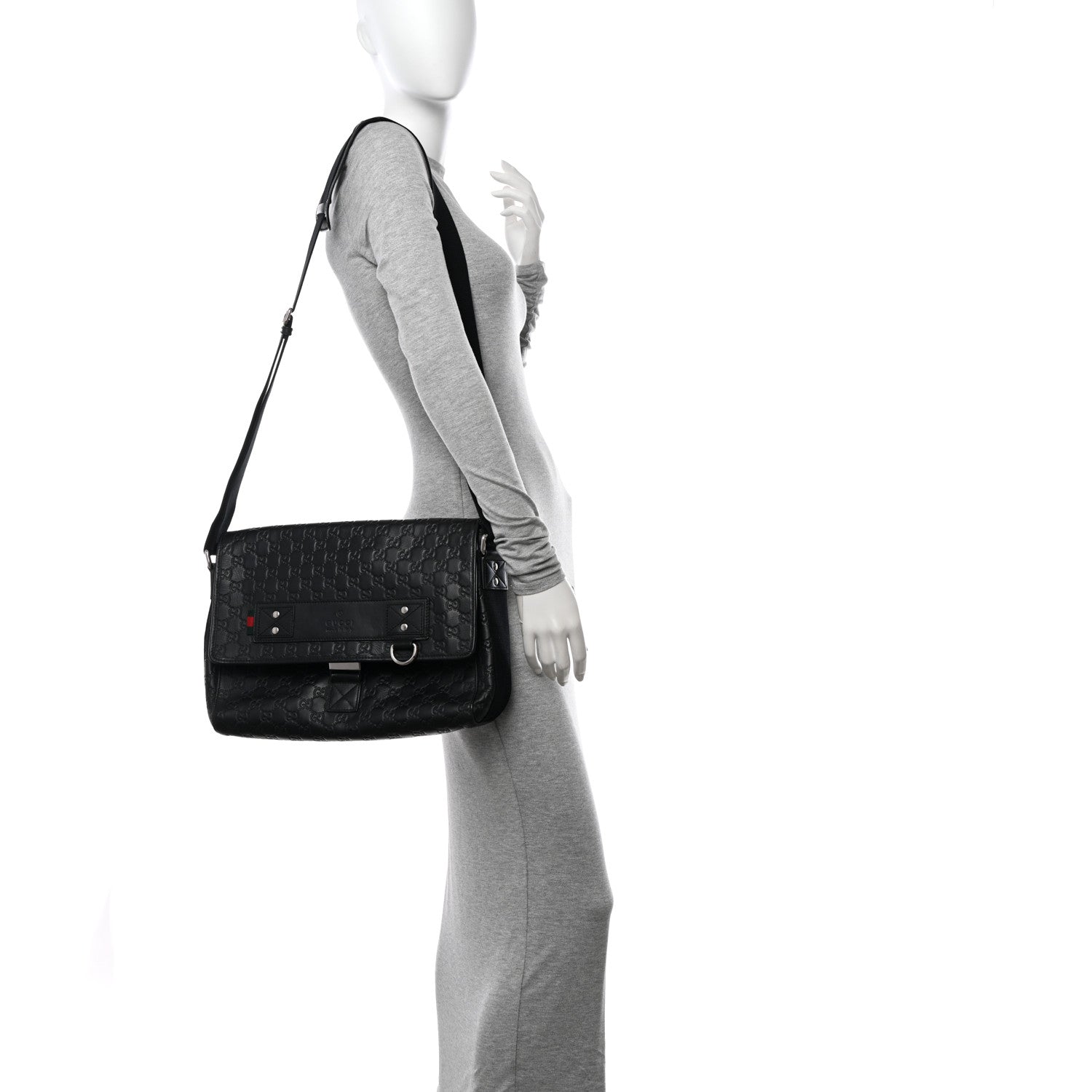 Gucci Rubber Guccissima Medium Messenger Bag Black 2 of 10
