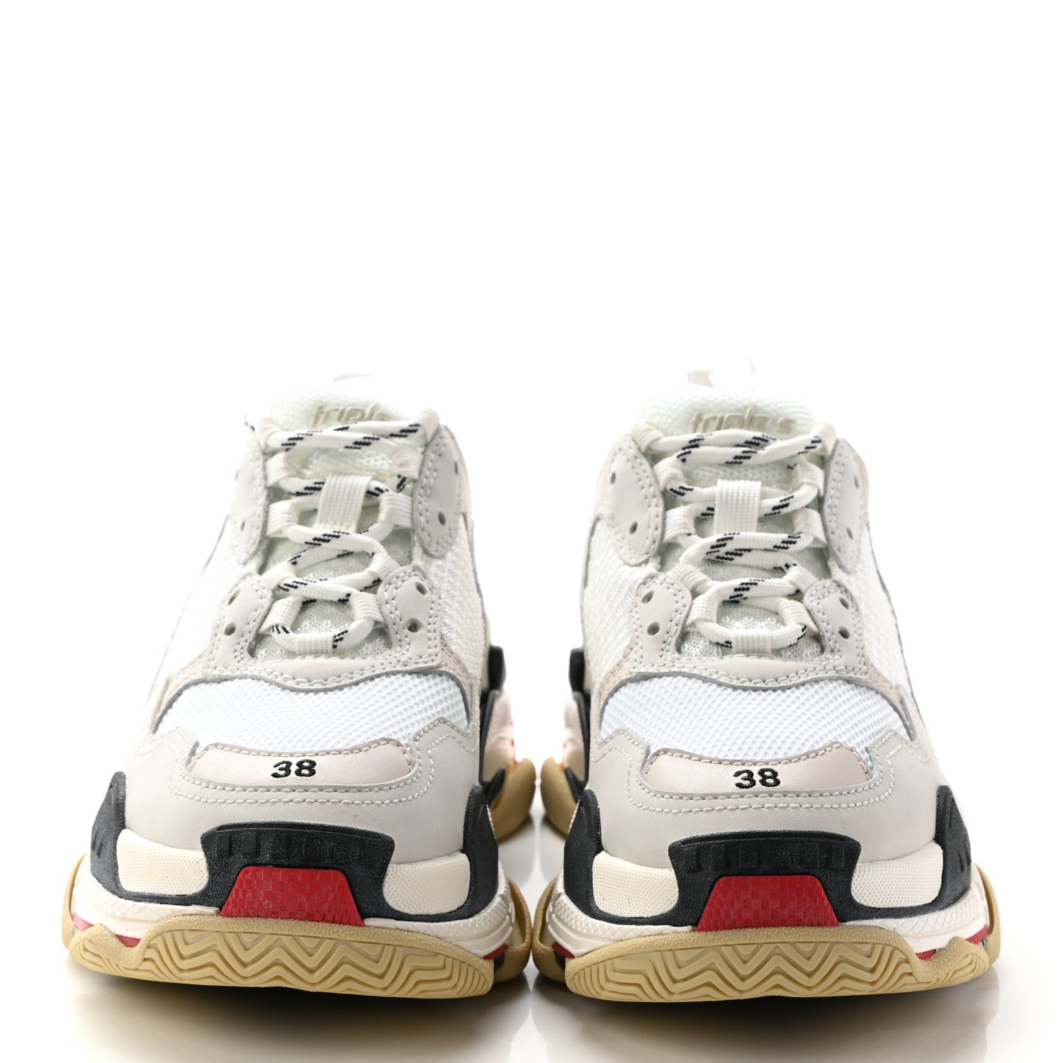 Balenciaga Fabric Mesh Womens Triple S Sneakers 38 Grey Red White 2 of 11