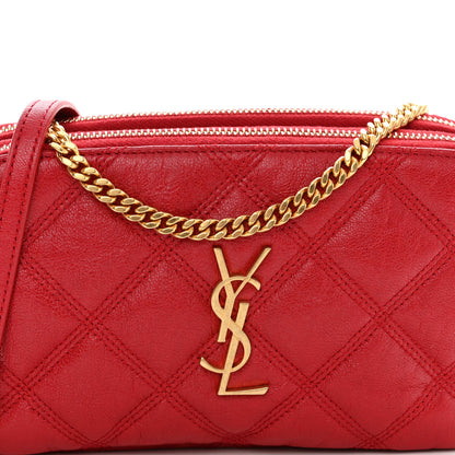 Saint Laurent SAINT LAURENT Grained Lambskin Quilted Mini Becky Double Zip Bag Rouge Eros 8 of 11