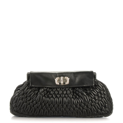 Miu Miu Nappa Matelasse Crystal Flap Clutch Black 1 of 7