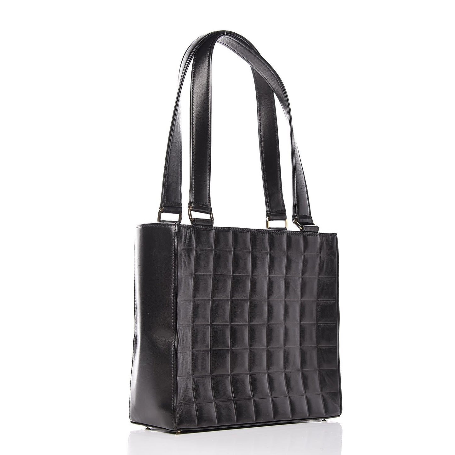 Lambskin Quilted Chocolate Bar Tote Black