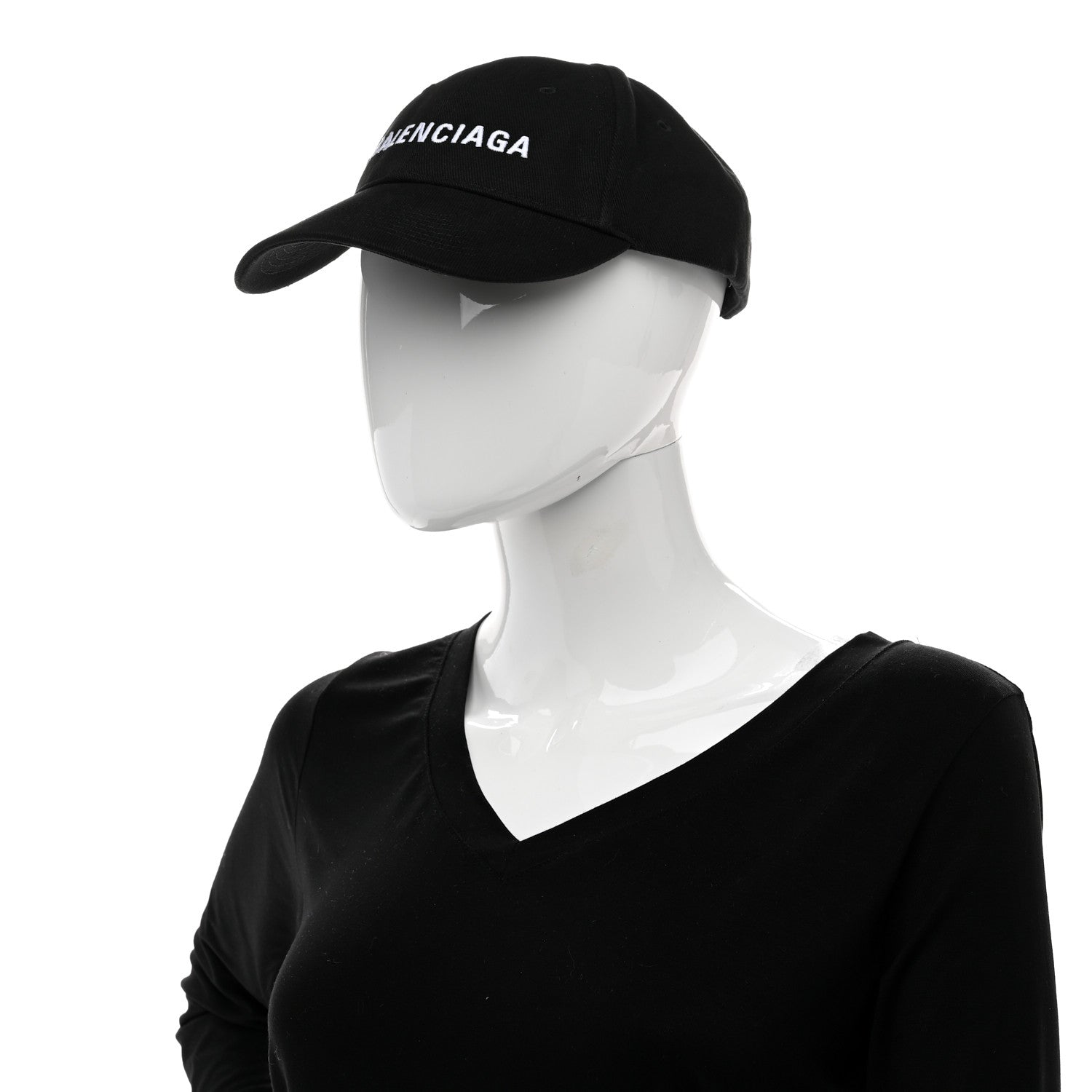Balenciaga Bio Cotton Logo Classic Baseball Cap 59 L Black White 2 of 9