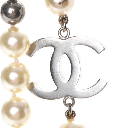 Chanel Pearl CC Long Necklace Silver 4 of 6