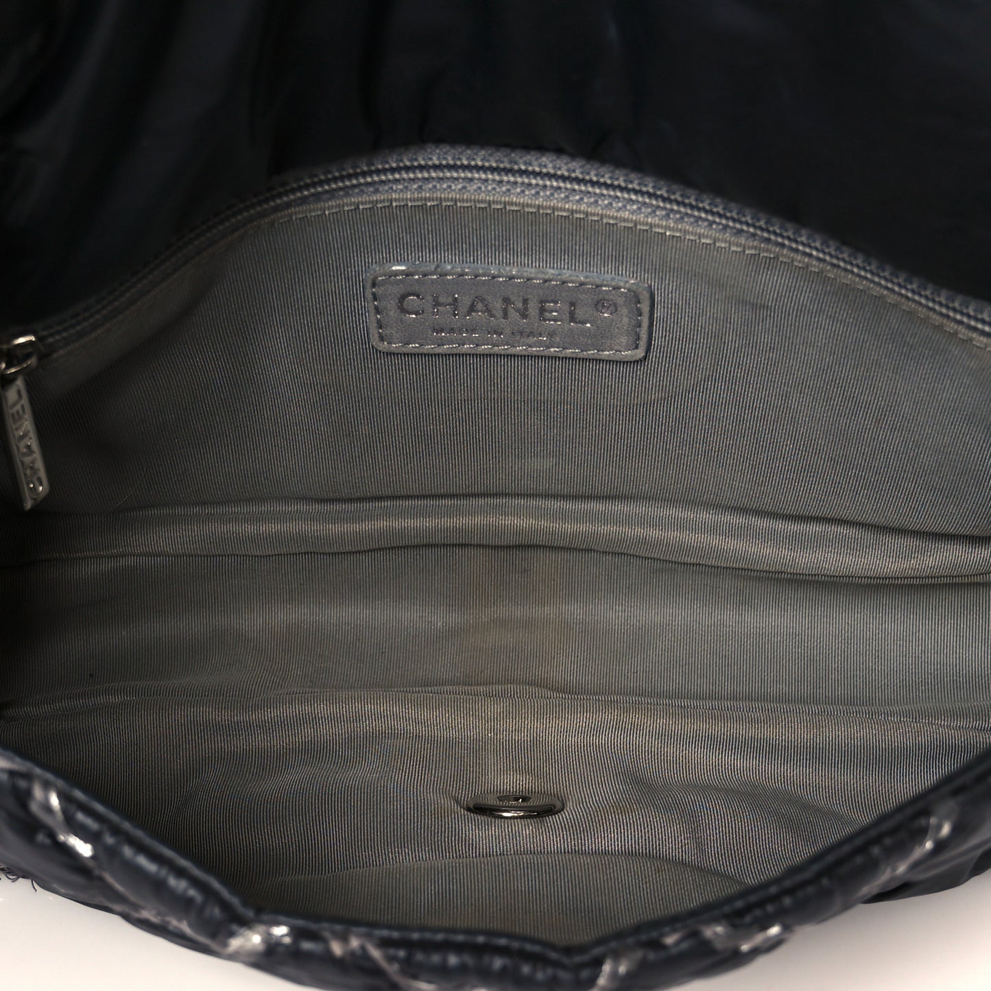 Nylon Quilted Tweed Stitch Medium Bubble Flap Black