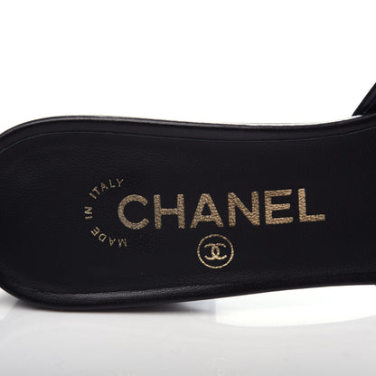 Chanel Lambskin Grosgrain Cap Toe Logo Ankle Strap Pumps 37.5 Black 8 of 11
