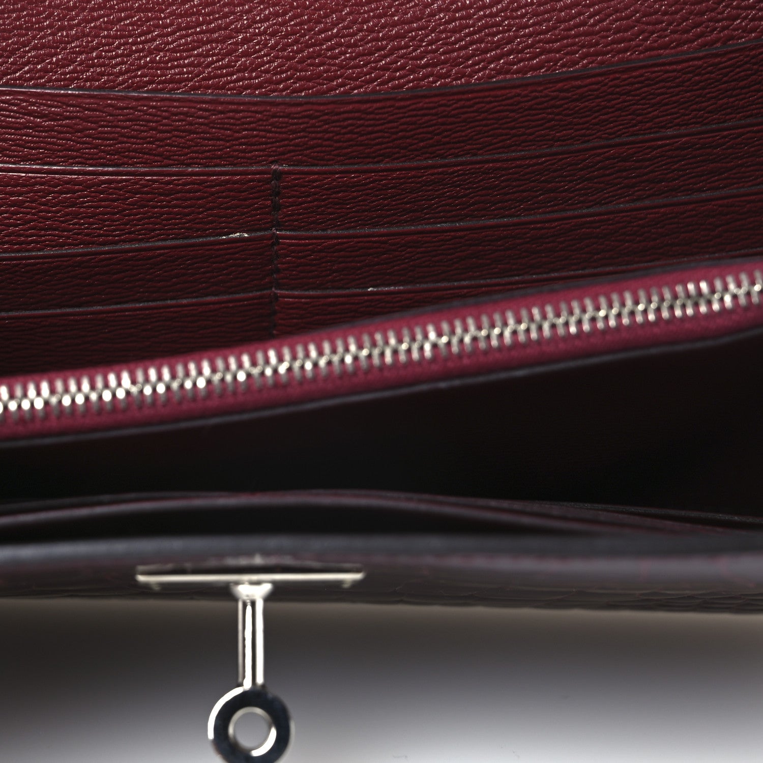 Hermes Shiny Alligator Kelly Longue Wallet Bourgogne 8 of 10
