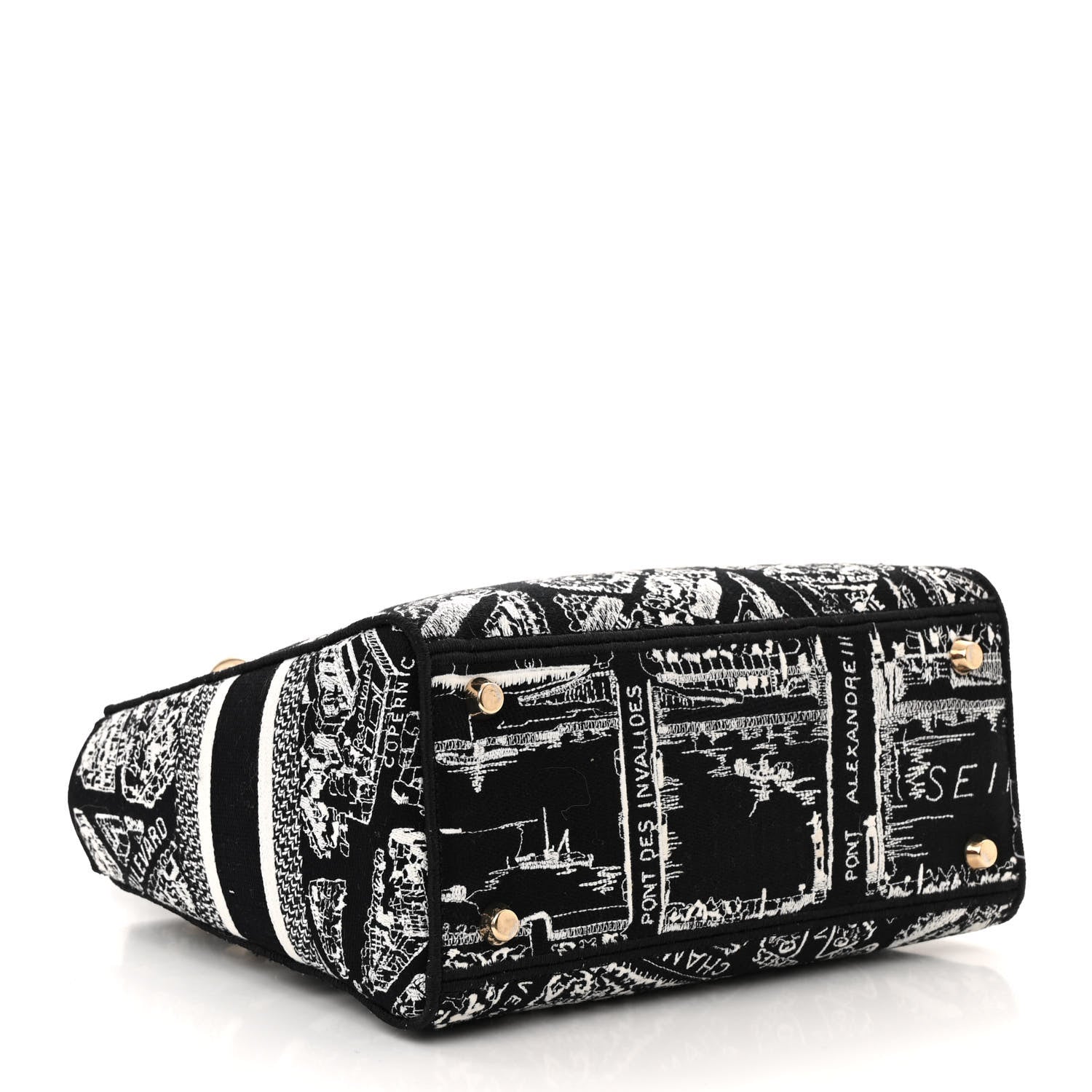Christian Dior Canvas Embroidered Medium Plan de Paris Lady D-Lite Black White 4 of 9