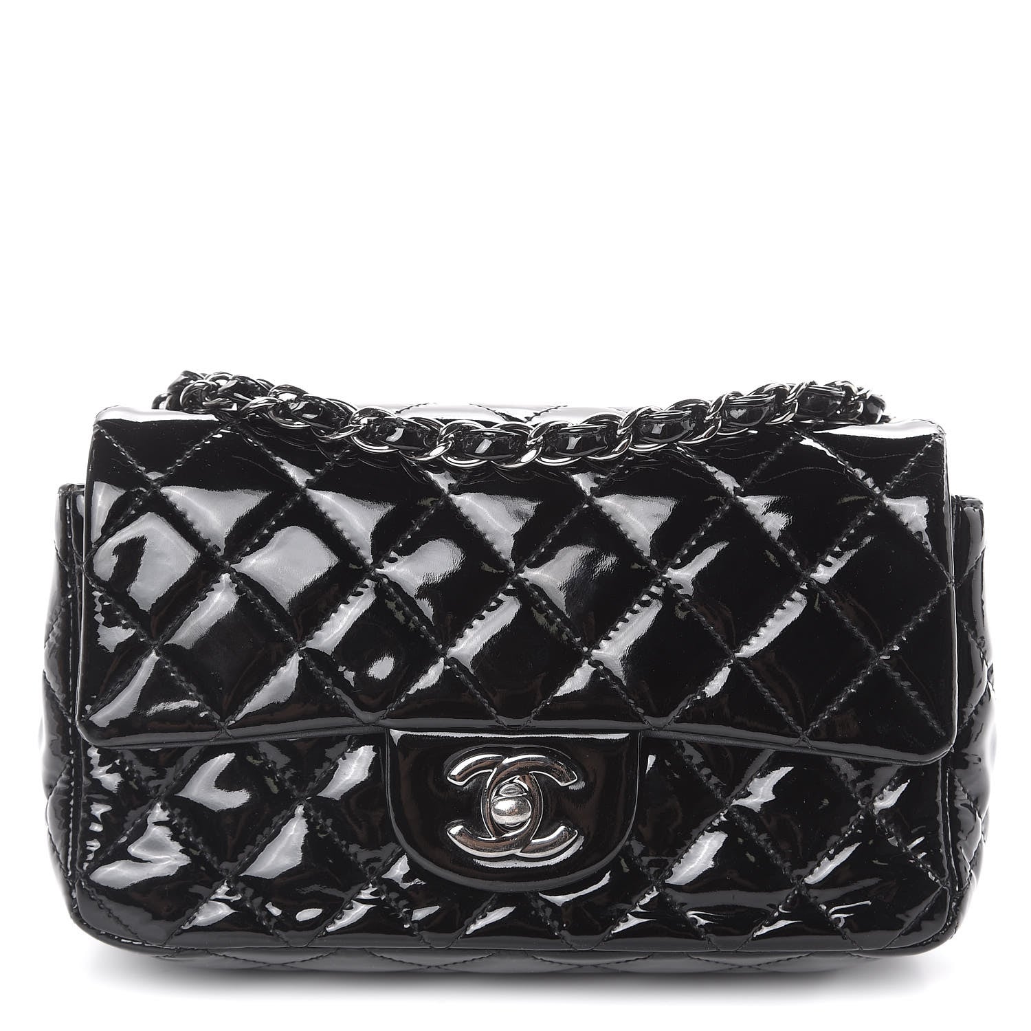 Chanel Patent Calfskin Quilted Mini Rectangular Flap Black 1 of 11