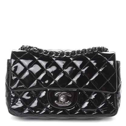 Chanel Patent Calfskin Quilted Mini Rectangular Flap Black 1 of 11