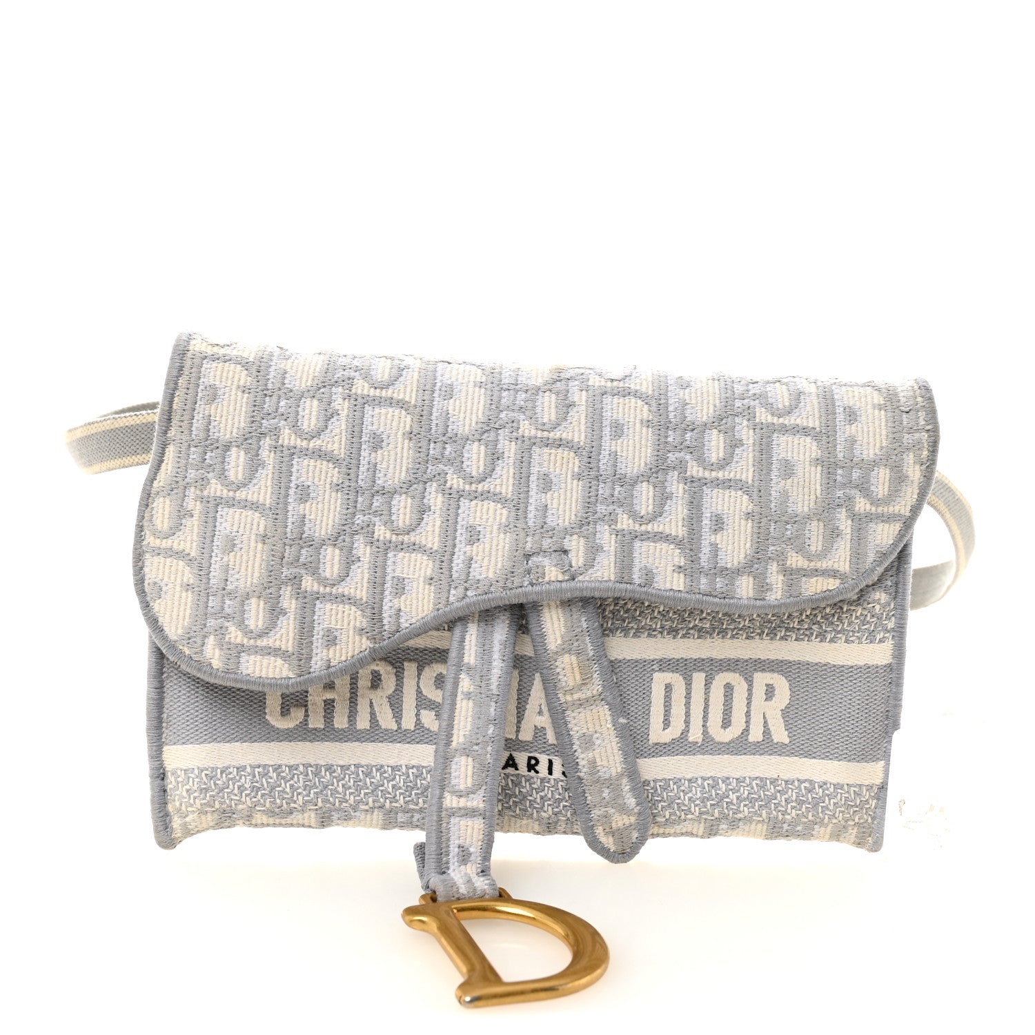 Christian Dior Oblique Slim Saddle Pouch Grey 1 of 11