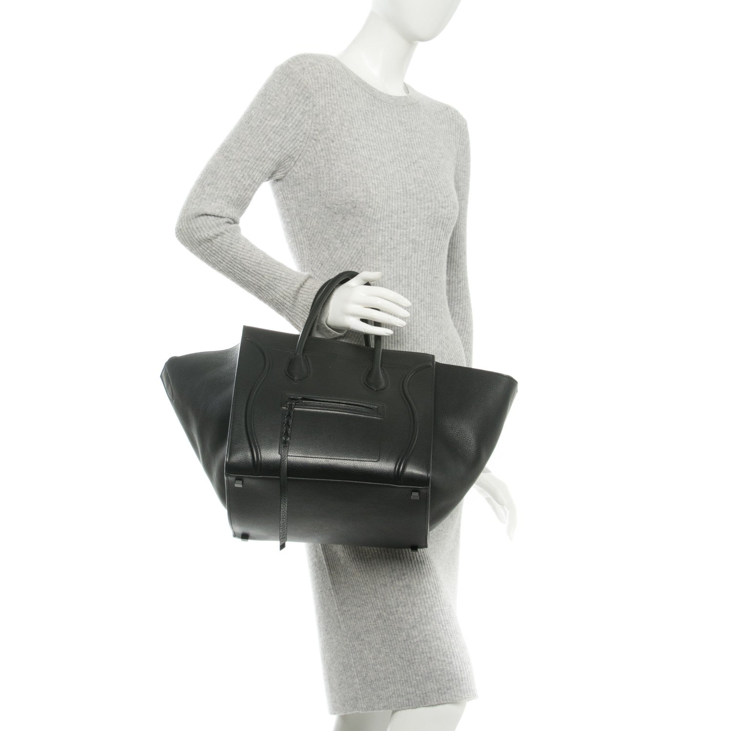 Celine Supple Calfskin Medium Phantom Luggage Black 2 of 7