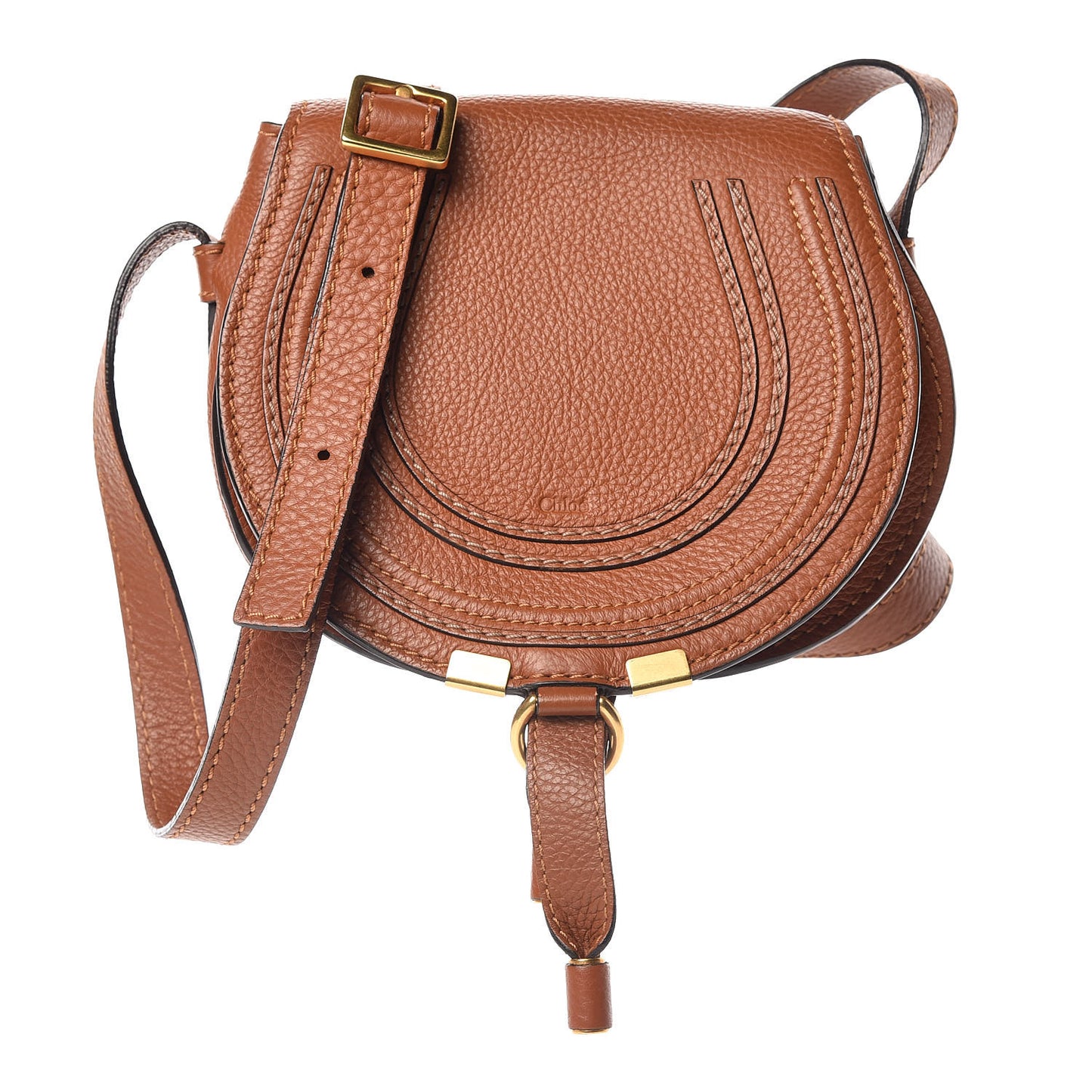 Calfskin Mini Marcie Round Crossbody Bag Tan