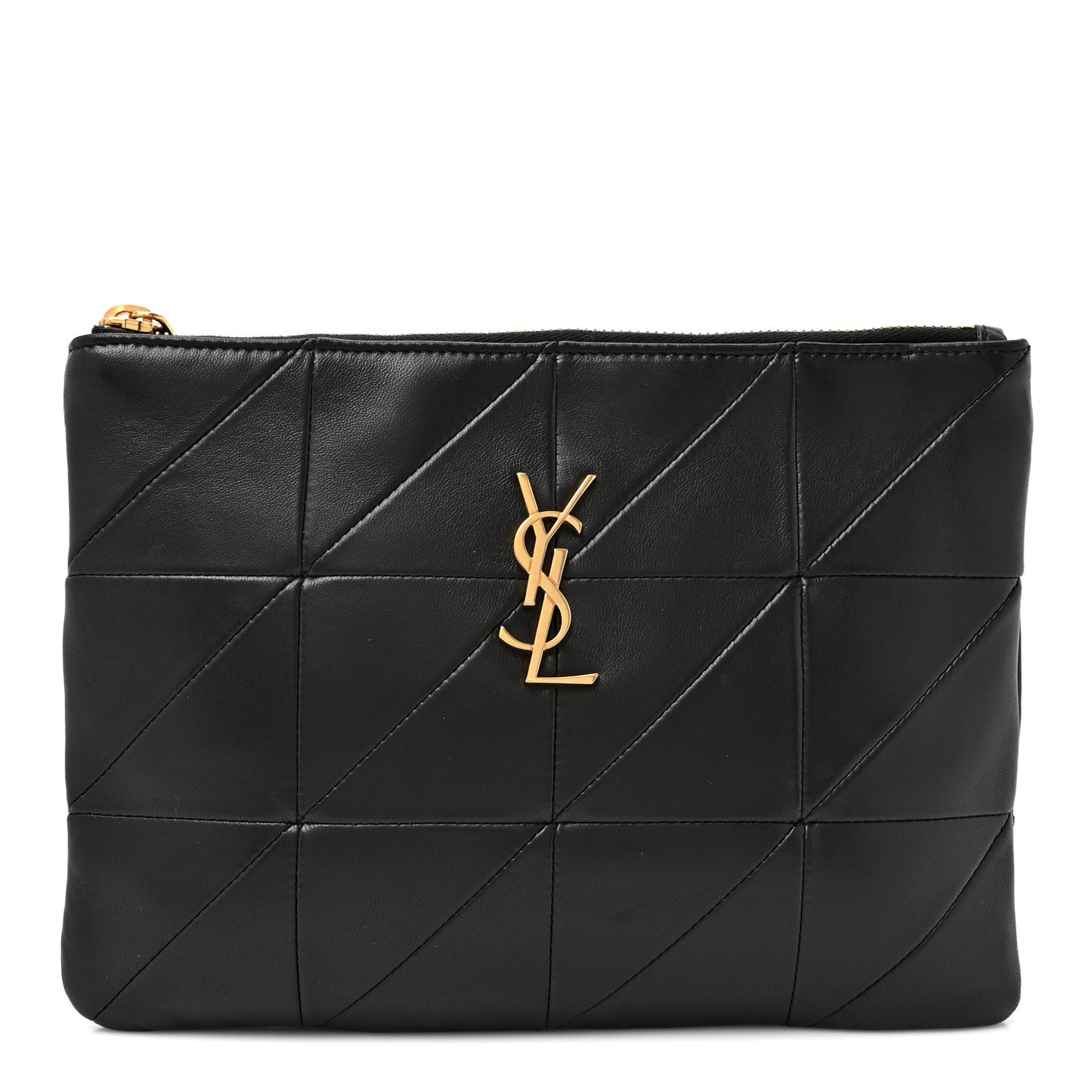 Lambskin Patchwork Monogram Jamie Pouch Black