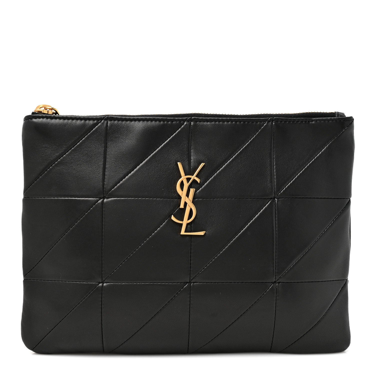 Saint Laurent Lambskin Patchwork Monogram Jamie Pouch Black 1 of 7