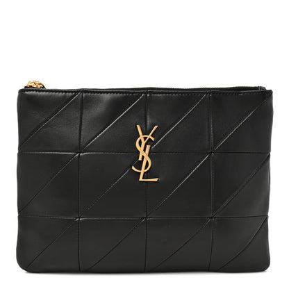Saint Laurent Lambskin Patchwork Monogram Jamie Pouch Black 1 of 7