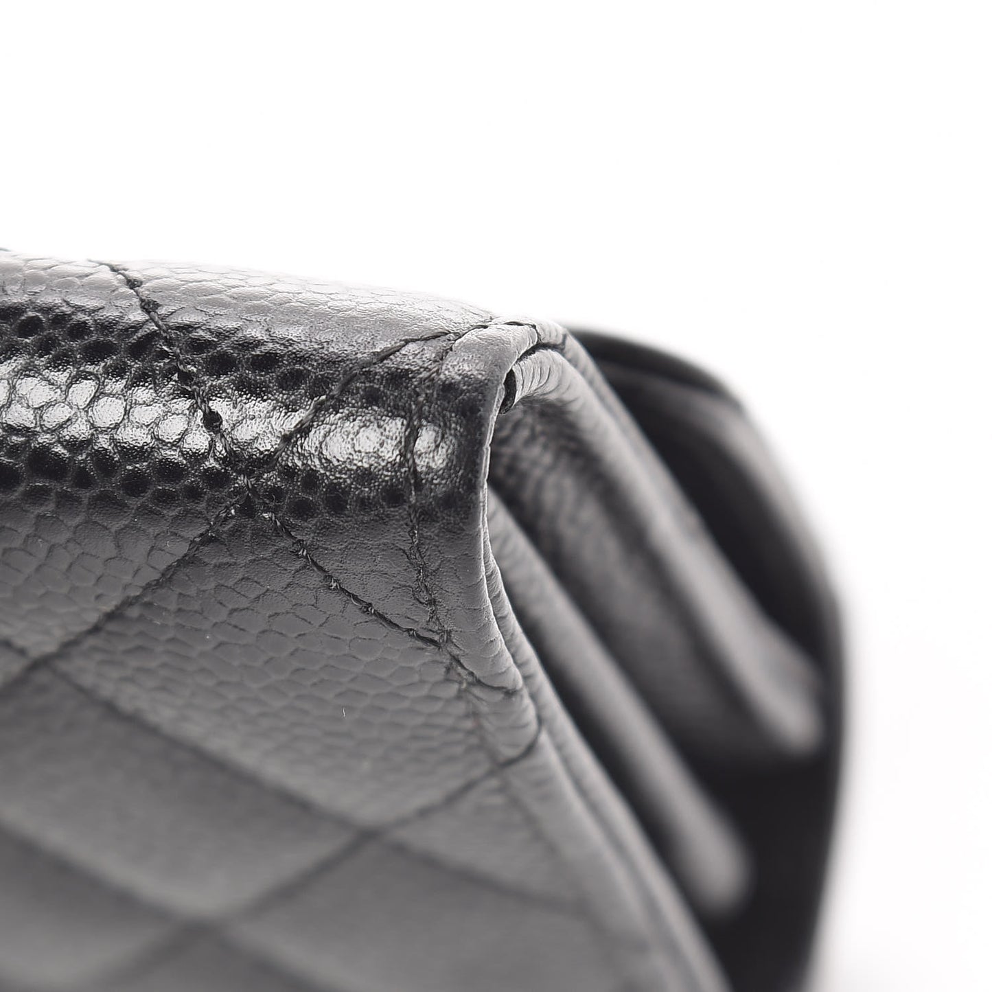 Caviar Quilted Large Gusset Flap Wallet Black