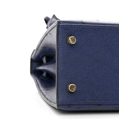 Hermes Ostrich Kelly Sellier 25 Bleu Iris 9 of 12