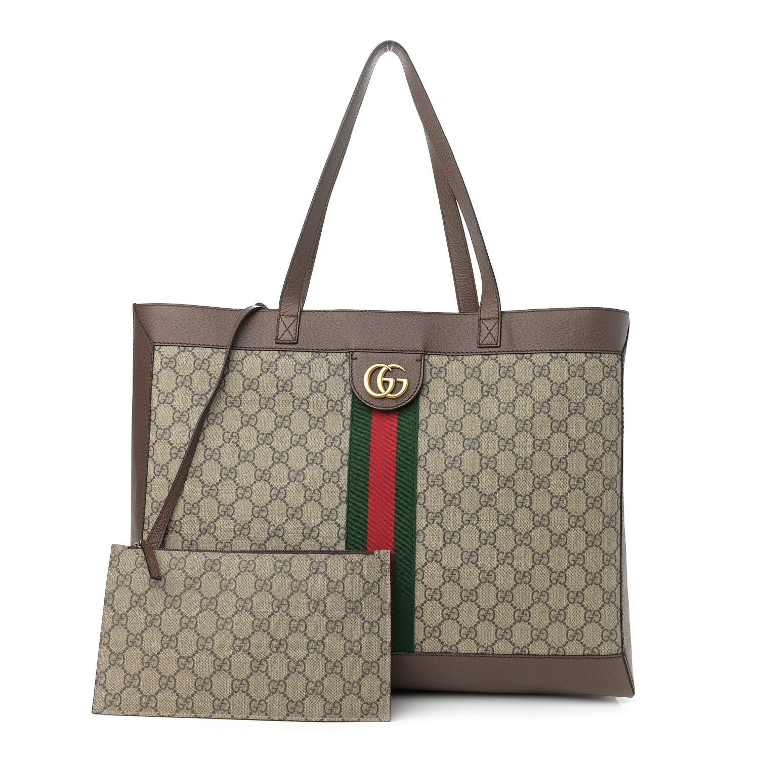 Gucci GG Supreme Monogram Web Ophidia Tote Brown 1 of 11