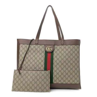 Gucci GG Supreme Monogram Web Ophidia Tote Brown 1 of 11