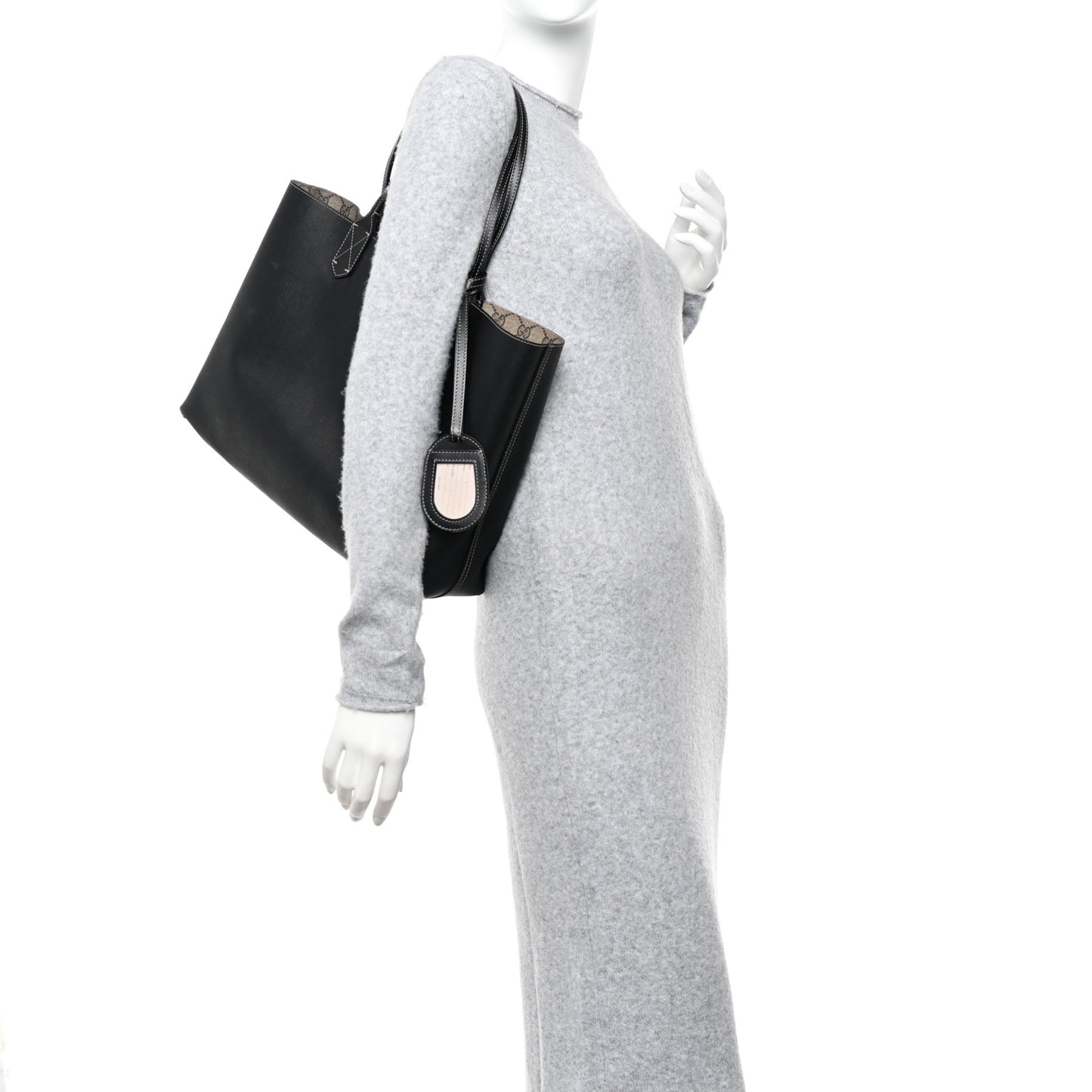 Calfskin GG Supreme Monogram Large Reversible Tote Black