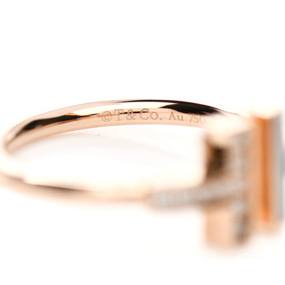 Tiffany 18K Rose Gold Diamond Mother of Pearl T Wire Ring 54 7 4 of 6