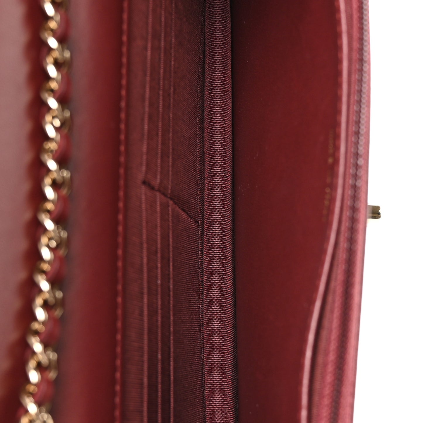 Lambskin Quilted Trendy CC Wallet On Chain WOC Burgundy