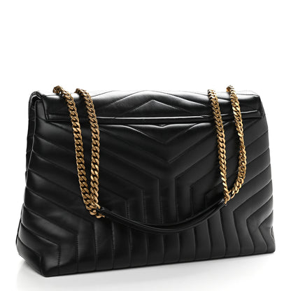 Saint Laurent Calfskin Y Quilted Monogram Large Loulou Chain Satchel Black 3 of 11