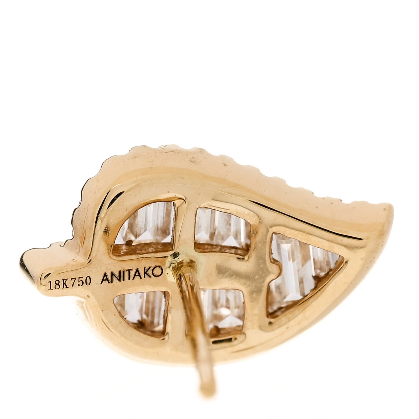 18K Yellow Gold Diamond Small Palm Leaf Stud Earrings