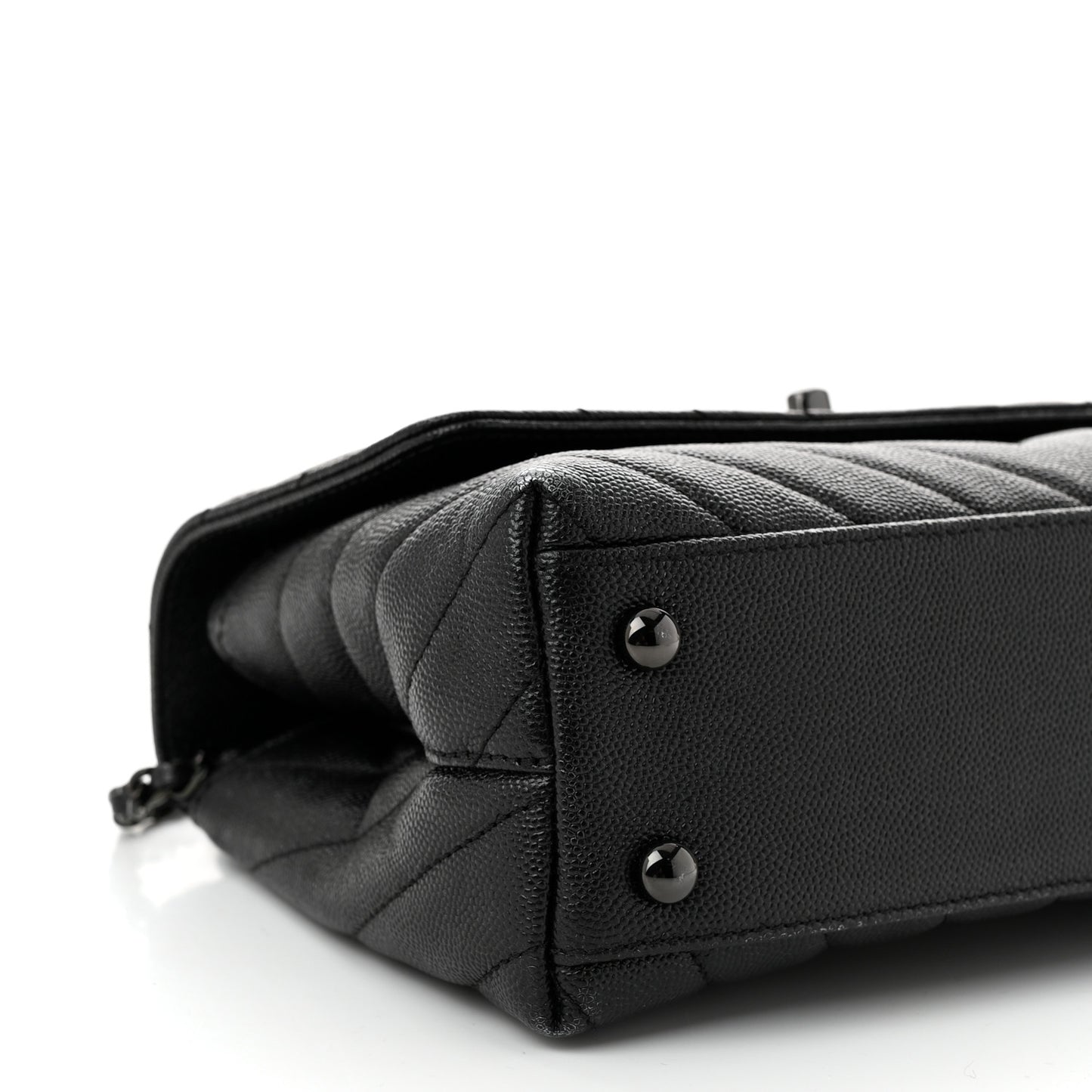 Caviar Chevron Quilted Mini Coco Handle Flap So Black