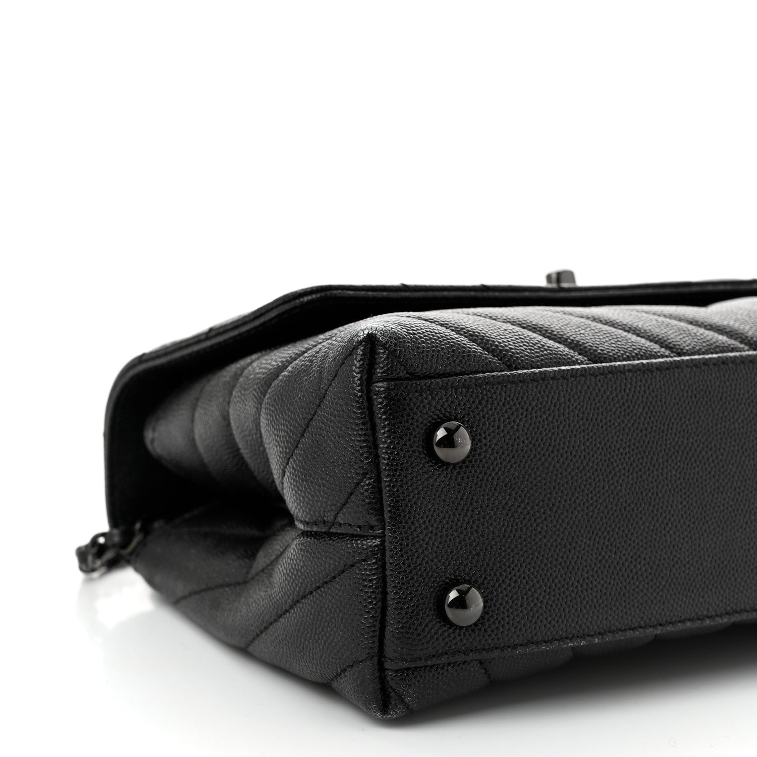 Chanel Caviar Chevron Quilted Mini Coco Handle Flap So Black 9 of 12