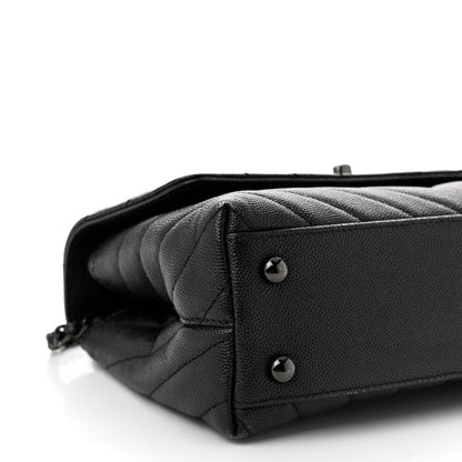 Chanel Caviar Chevron Quilted Mini Coco Handle Flap So Black 9 of 12