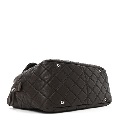 Chanel Lambskin Quilted Travel Flap Tote Dark Brown 4 of 10