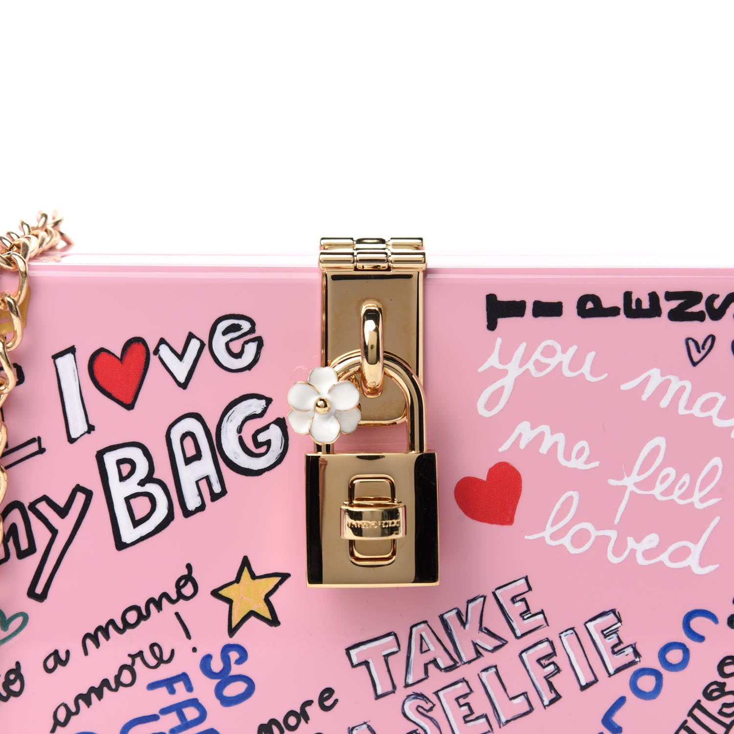 Dolce & Gabbana Acrylic Graffiti Printed Box Crossbody Bag Pink 15 of 15