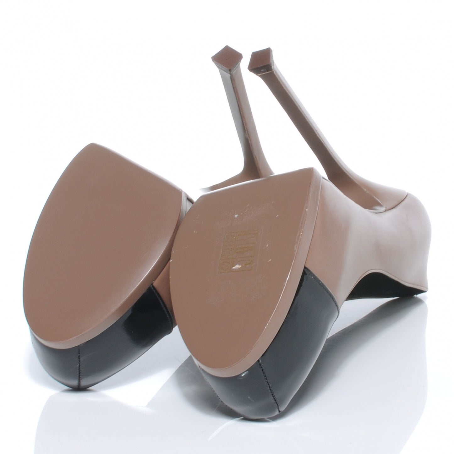 Leather Patent Leather Tribtoo Color Block Pumps 38 Nude Black
