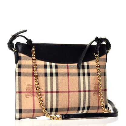 Burberry Haymarket Check Peyton Crossbody Clutch Bag Black 3 of 10