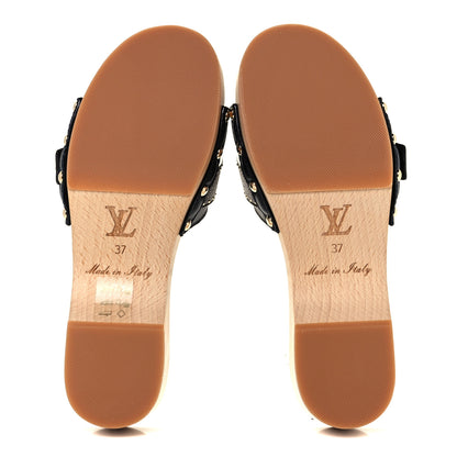 Louis Vuitton Calfskin Monogram Cottage Mules 37 Black 7 of 11
