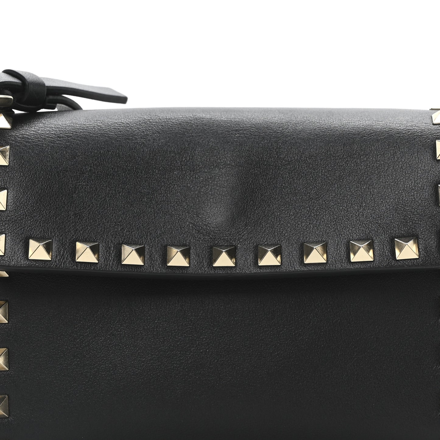Grained Calfskin Rockstud Crossbody Bag Black